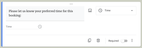 Example of a time collection question on Google Forms.